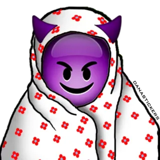 😈 Emoji, Duivel, Paars, Met capuchon, Kwaadaardig, Horens telegram sticker