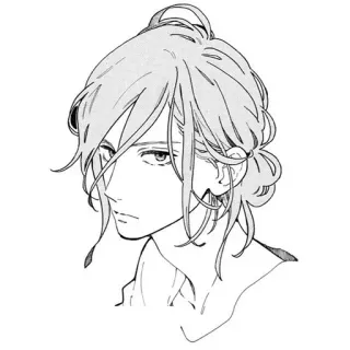 😕 anime, manga, portrait, hairstyle, sketch, line art telegram sticker