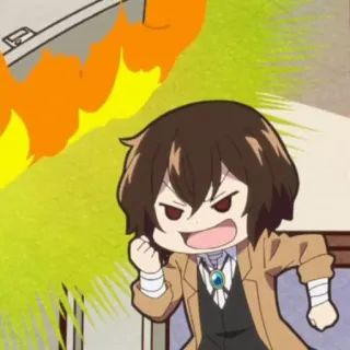 🧳 Osamu Dazai Bungo Stray Dogs Anime, Chibi, Bungo Stray Dogs, Osamu Dazai, Exaspéré, En colère telegram sticker