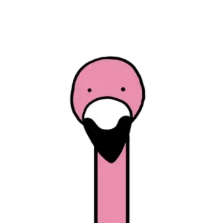 ⚪️ flamant rose, oiseau, rose, animal, dessin animé, minimaliste, autocollant, illustration whatsapp sticker