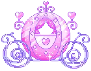 💜 carriage, pink, sparkly, cute, princess, heart, love telegram sticker