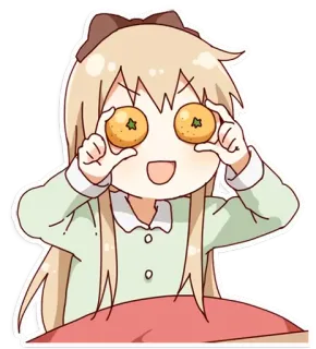 😀 Cô gái anime, Phim hoạt hình, Dễ thương, Màu cam, Trái cây, Kawaii telegram sticker