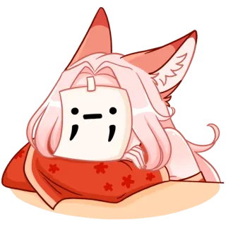 😴 Anime, Stiker, Rubah, Rambut pink, Karakter telegram sticker