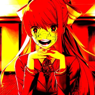 😡 Monika Doki Doki Literature Club! Anime, Horror, Griezelig, Eng, Manga telegram sticker