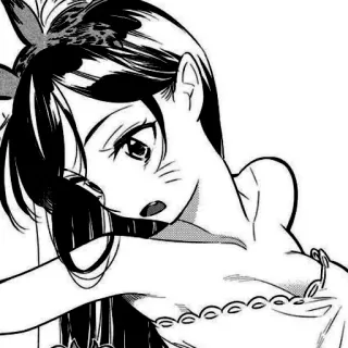 🎐 Anime, Manga, Mädchen, Porträt, Schwarzweiß telegram sticker