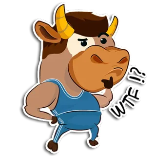😱 WTF!? Cartoon, Stier, Beleidigend, Ausdruck, Sticker whatsapp sticker