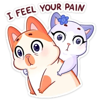 😮 I FEEL YOUR PAIN kucing, empati, simpati, penghiburan, binatang, imut, kartun, perasaan telegram sticker