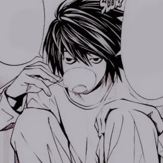 🔭 L Lawliet Death Note Anime, Death Note, L, L Lawliet, Detective, Manga, Tè, Pensando telegram sticker