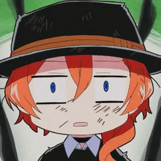 🥀 Nakahara Chuuya Bungou Stray Dogs Anime, Manga, Chibi, Charakter, Hut, orange Haare, Bungou Stray Dogs whatsapp sticker
