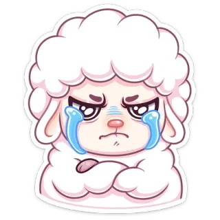 😭 овца, плачет, грустный, мультфильм, эмодзи, стикер telegram sticker