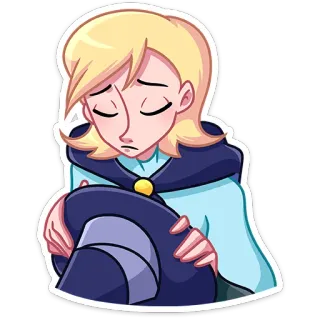 😔 sticker, traurig, person, blonde haare, cartoon telegram sticker