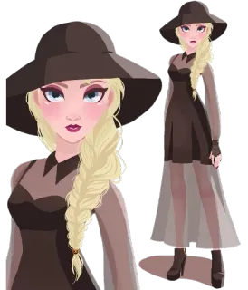 👒 женщина, шляпа, мода, платье, мультфильм, иллюстрация telegram sticker