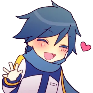 ✋ Kaito Anime, Vocaloid, Dễ thương, Kawaii, Chibi, Nghệ thuật kỹ thuật số telegram sticker