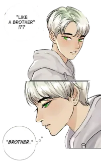 😶 "LIKE A BROTHER" !??
"BROTHER." Anime, Kreskówka, Brat, Relacja, Chłopak, Męski telegram sticker