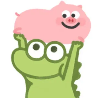 🐷 animal, pig, crocodile, cartoon, cute, friendship, whimsical telegram sticker