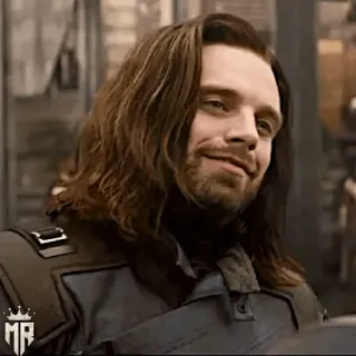 🎖 Bucky Barnes Marvel, Winter Soldier, Sebastian Stan, Superheld, Grinsen telegram sticker