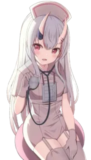 😳 Anime, Infirmière, Cornes, Fille Monstre, Fantasy, Mignon, Médical telegram sticker