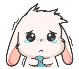 😢 buồn, thỏ, dễ thương, khóc, hoạt hình, cảm xúc telegram sticker