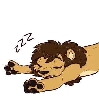 💤 ZZZ león, durmiendo, zzz, peludo, dibujos animados, animal telegram sticker
