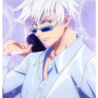 🙂 Gojo Satoru Jujutsu Kaisen anime, gojo satoru, jujutsu kaisen, lunettes, cheveux blancs, personnage telegram sticker