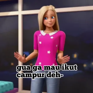 💗 Barbie gua ga mau ikut campur deh- Barbie, muñeca, dibujos animados, indonesio telegram sticker