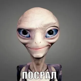 🤩 ПОСРАЛ Alien, Gris, Extraterrestre, Espeluznante, Divertido, Meme telegram sticker
