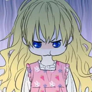 👑 colère, dessin animé, fille, mignon, enfant, blonde telegram sticker