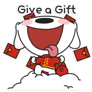 🎁 Give a Gift Hund, Geschenk, Präsent, roter Umschlag, Chinesisches Neujahr, Feier, niedlich, Cartoon telegram sticker