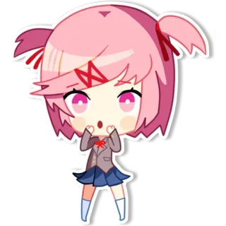 😨 Natsuki Doki Doki Literature Club! 动漫, Q版, 可爱, 卡哇伊, 贴纸, 漫画, DDLC whatsapp sticker