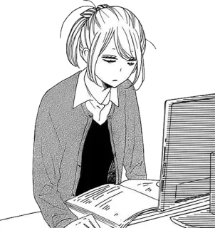 😴 Аниме, Манга, Девушка, Компьютер, Учеба, Чтение telegram sticker