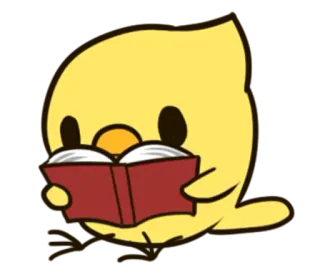 📖 Dessin animé, Lecture, Mignon, Jaune, Livre, Kawaii whatsapp sticker