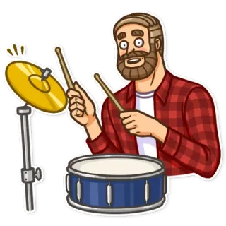 💥 drummer, musik, musisi, drumset, band, instrumen telegram sticker
