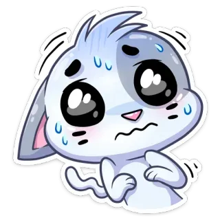 😥 Katze, ängstlich, besorgt, nervös, Cartoon, Sticker, Kätzchen, furchtsam whatsapp sticker