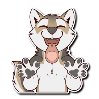 👅 chien, dessin animé, animal, tire la langue, joyeux, amical telegram sticker