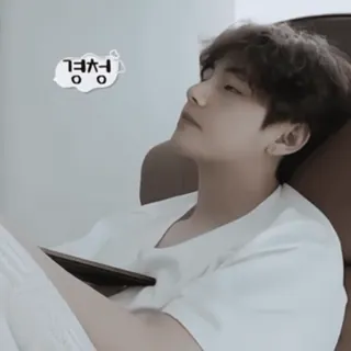 😋 경청 lắng nghe, Hàn Quốc, đàn ông, thư giãn, ngồi telegram sticker