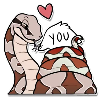 🐍 You serpiente, amor, corazón, animal, dibujos animados whatsapp sticker
