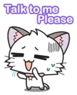😥 Talk to me Please cat, anime, cute, kawaii, pleading, cartoon whatsapp sticker