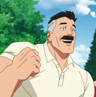 🌐 Omni-Man Invincible Viltrumit, Superheld, Schnurrbart, Cartoon, Animation telegram sticker