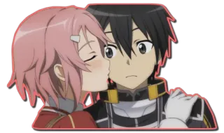 😘 Kirito Sword Art Online Anime, Beijo, Romance, Sword Art Online, Kirito, Asuna telegram sticker