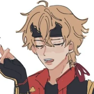 🍡 Thoma Genshin Impact Anime, Genshin Impact, Thoma, Postać z gry, Blond włosy, Kreskówka telegram sticker