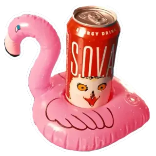 🥃 ENERGY DRINK SOVA flamant rose, boisson énergisante, sova, boisson, canette, bouée, été telegram sticker