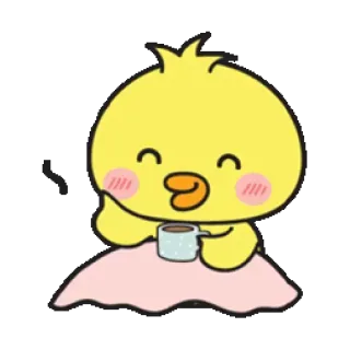 ☕️ kawaii, cute, yellow chick, coffee, relaxation, cartoon telegram sticker