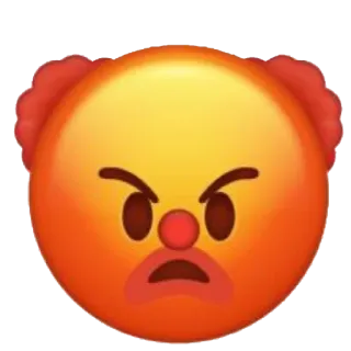 🤡 клоун, злой, эмодзи, лицо, расстроенный whatsapp sticker