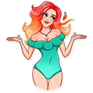 🤷‍♀️ wanita, gadis, kartun, pose, angkat bahu, gestur whatsapp sticker