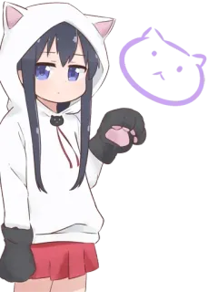😸 Anime, Gatto, Carino, Felpa con cappuccio, Ragazza telegram sticker