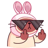 😎 Desenho animado, Coelho, Dedo do meio, Ofensivo, Óculos de sol whatsapp sticker