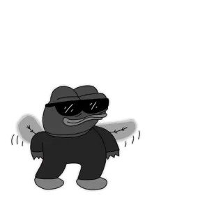 🦟 Pepe the Frog Pepe de Kikker, Meme, Zonnebril, Vleugels telegram sticker