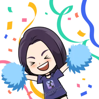 🥳 @maydroid cheerleader, celebration, confetti, happy, joy, pom poms telegram sticker