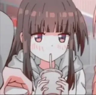 🍑 Anime, Ragazza, Bevanda, Carino, Kawaii, Cartone animato telegram sticker