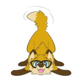 😁 cartoon, animal, fox, glasses, happy, playful telegram sticker